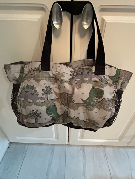 thirty-one Other - Thirtyone Green Dinosaur Print small Tote Bag. Embroidered j on front.